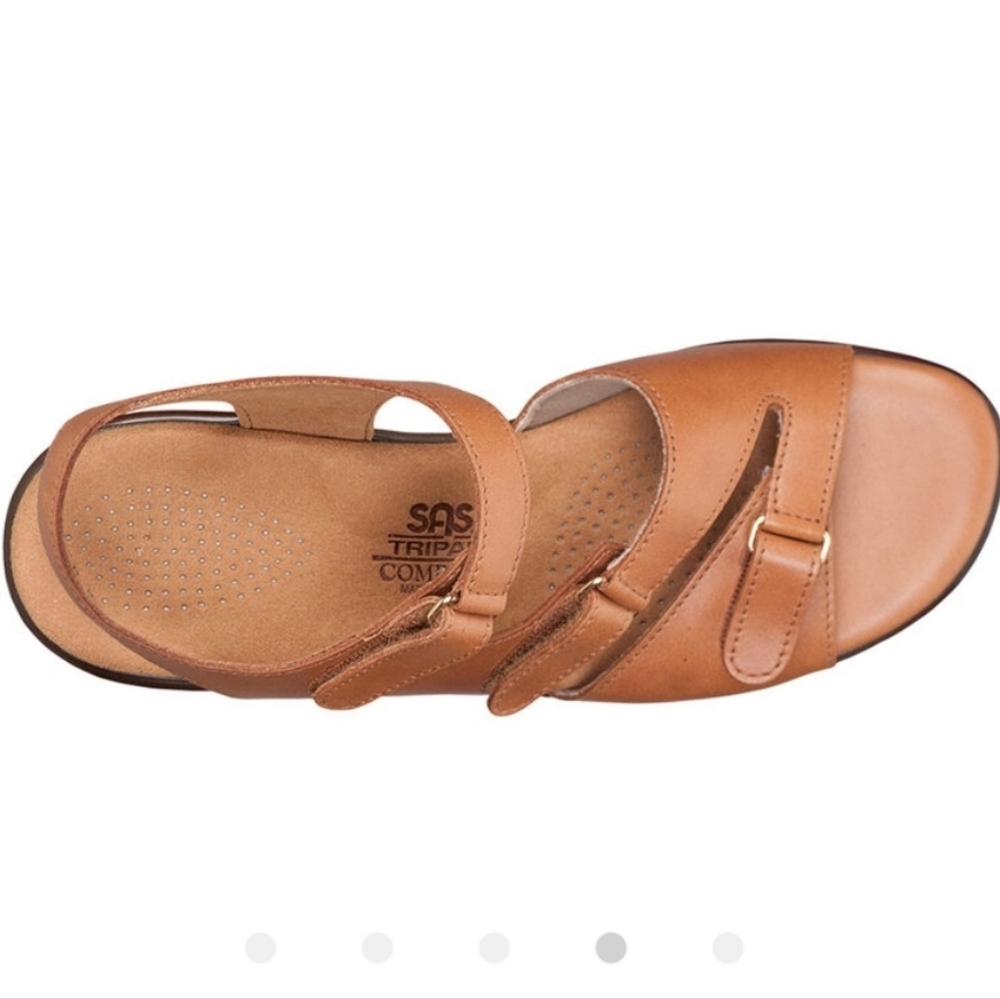 SAS Women's Tan Strappy Leather Hook-and-Loop Sandals - Picture 10 of 10